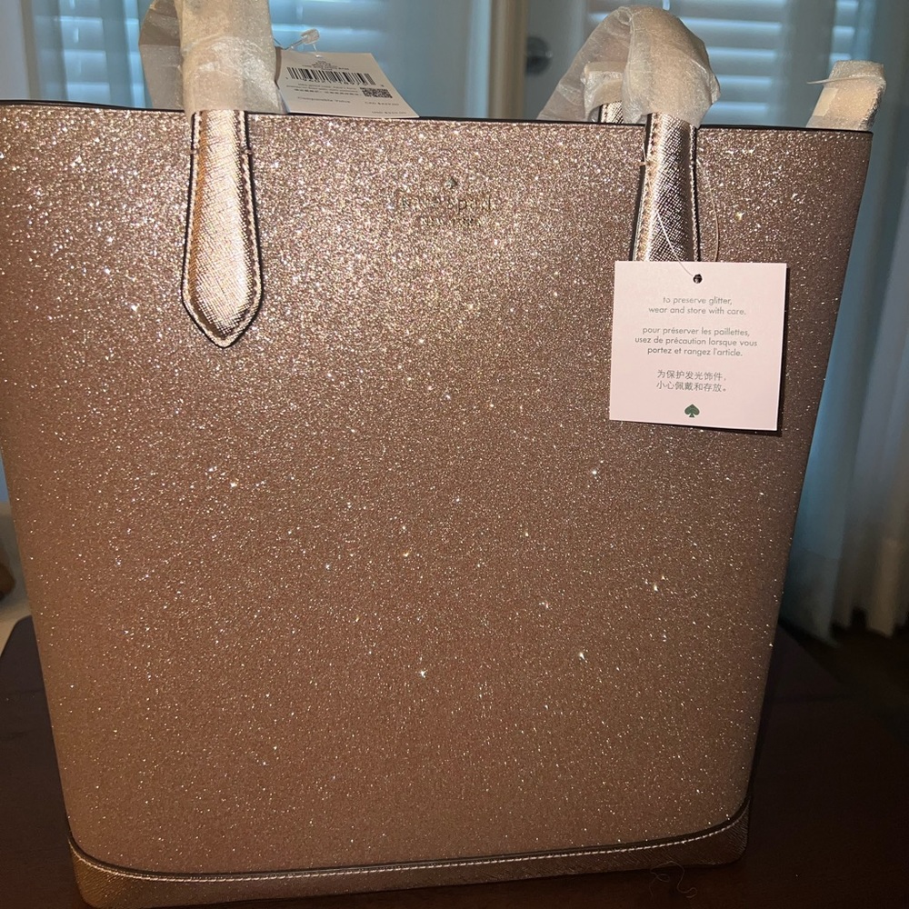 NWT Kate Spade Rose gold glitter purse!